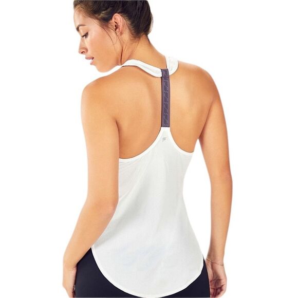 NWT Fabletics White Cashel Logo Back Tank Medium - Picture 1 of 8